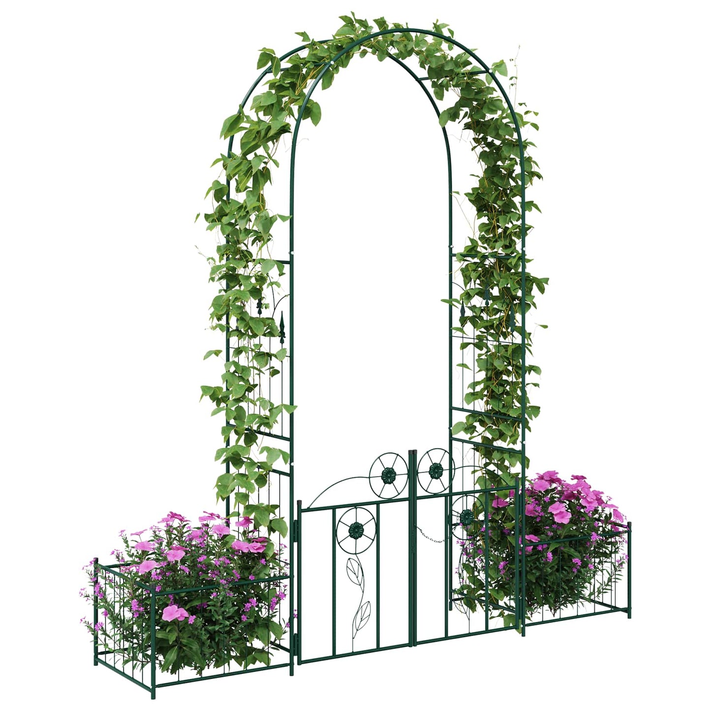 Utomhus Blomställning Växtstöd Trädgårdsbåge med lås Grön 203 x 50 x 218 cm