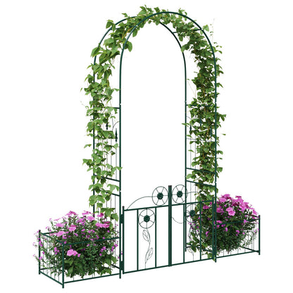 Utomhus Blomställning Växtstöd Trädgårdsbåge med lås Grön 203 x 50 x 218 cm