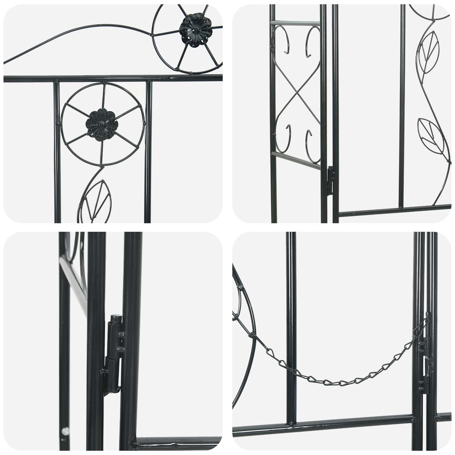 Utomhus Blomställning Växtstöd Trädgårdsbåge Enfärgad Svart 115 x 37 x 226 cm