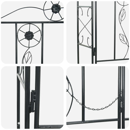 Utomhus Blomställning Växtstöd Trädgårdsbåge Enfärgad Svart 115 x 37 x 226 cm