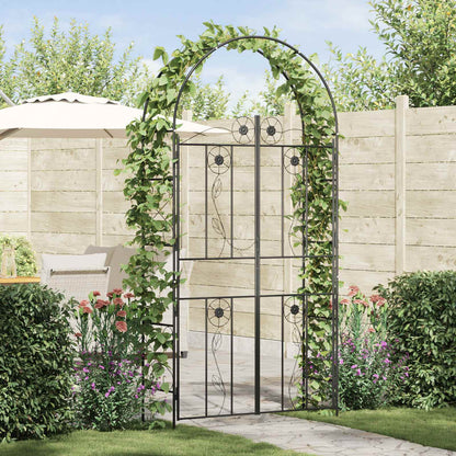 Utomhus Blomställning Växtstöd Trädgårdsbåge Enfärgad Svart 115 x 37 x 226 cm