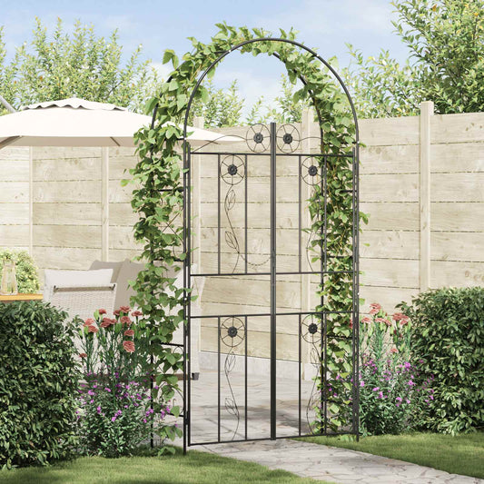 Utomhus Blomställning Växtstöd Trädgårdsbåge Enfärgad Svart 115 x 37 x 226 cm