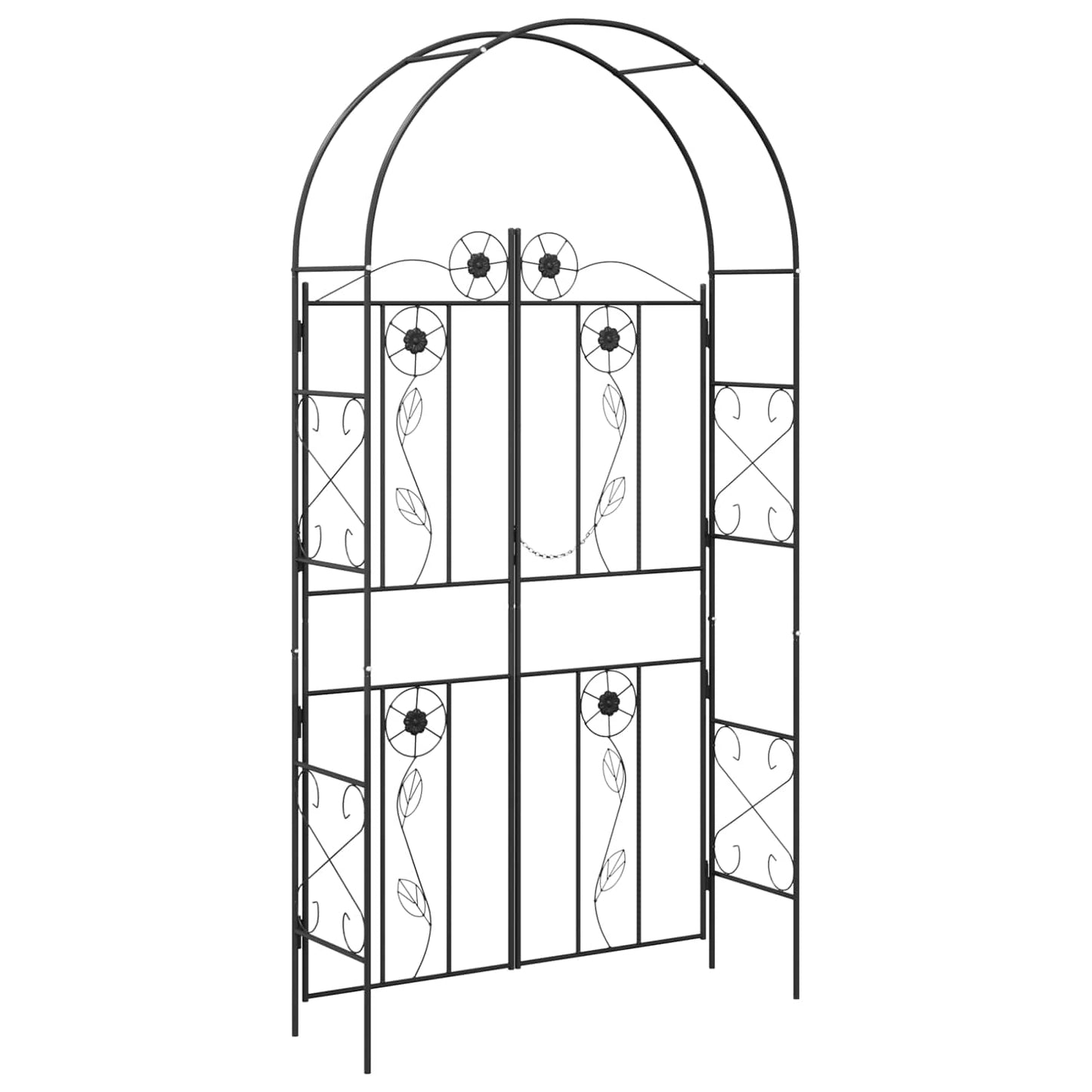 Utomhus Blomställning Växtstöd Trädgårdsbåge Enfärgad Svart 115 x 37 x 226 cm