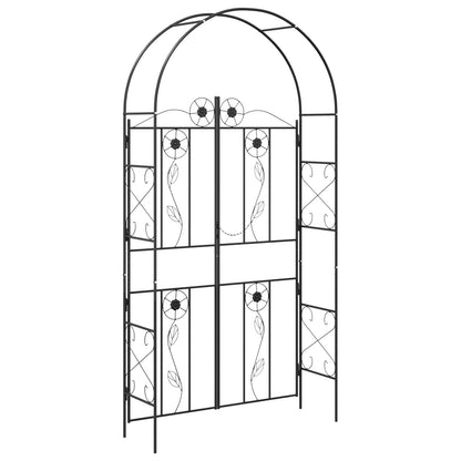 Utomhus Blomställning Växtstöd Trädgårdsbåge Enfärgad Svart 115 x 37 x 226 cm