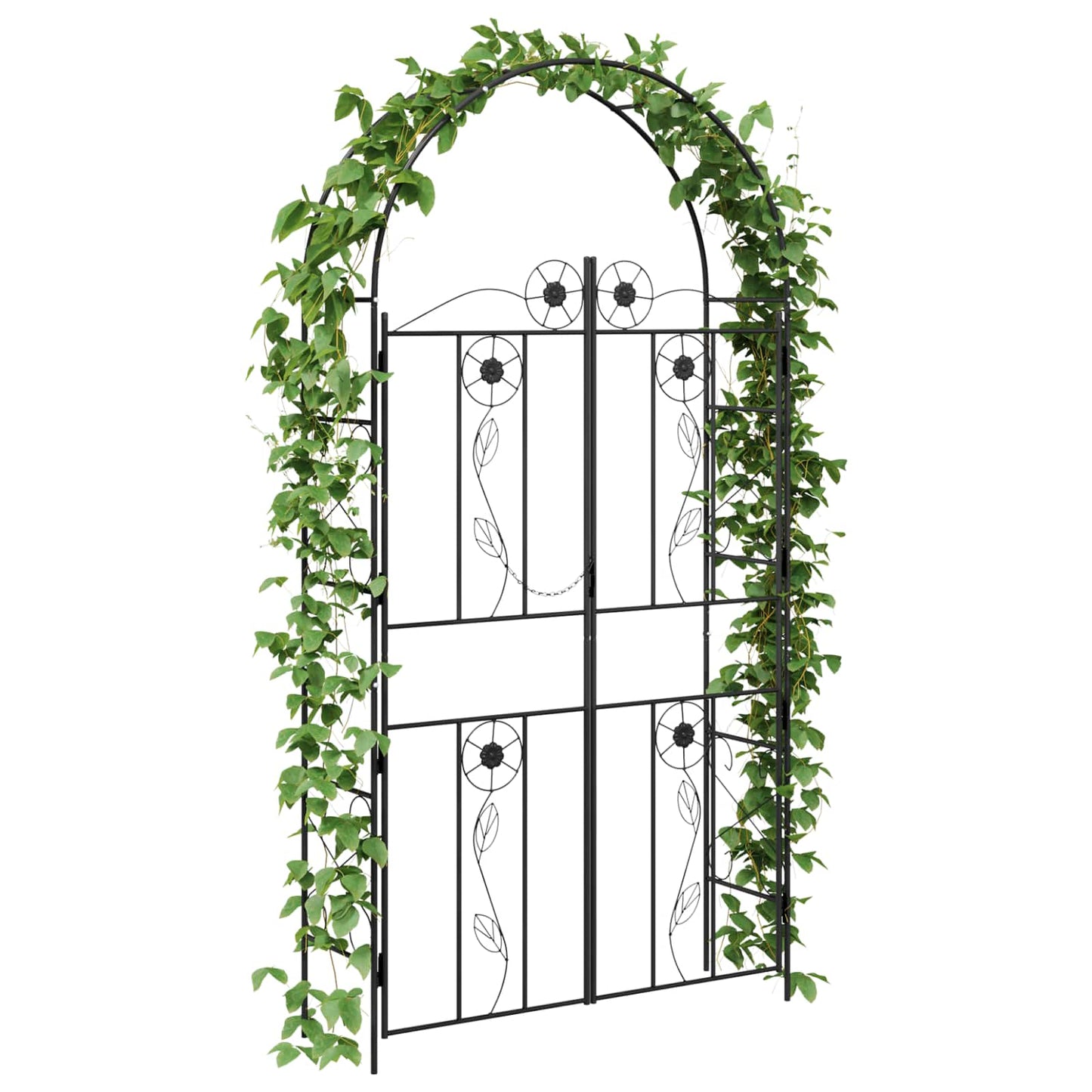 Utomhus Blomställning Växtstöd Trädgårdsbåge Enfärgad Svart 115 x 37 x 226 cm