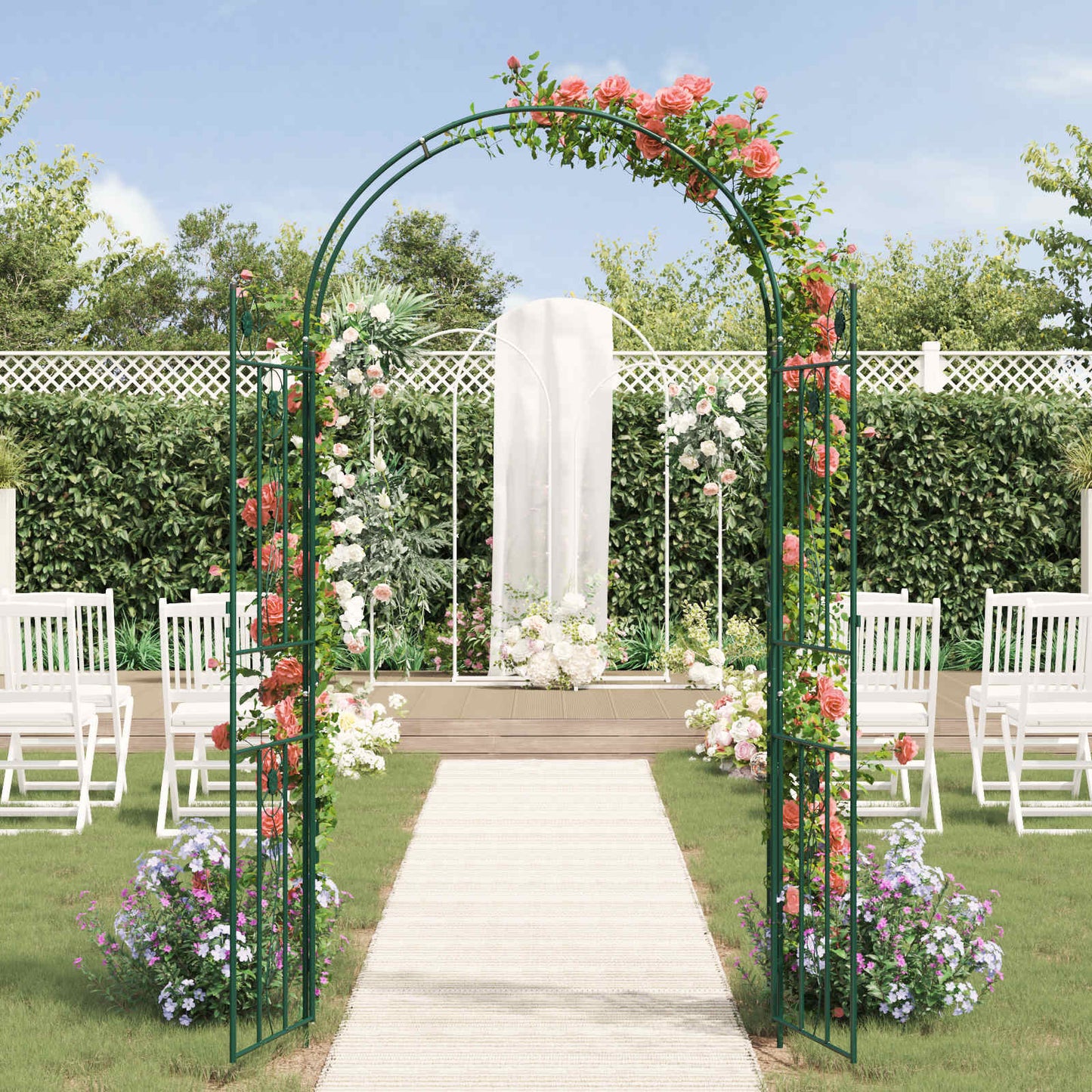 Utomhus Blomställning Växtstöd Trädgårdsbåge Enfärgad Grön 115 x 37 x 226 cm