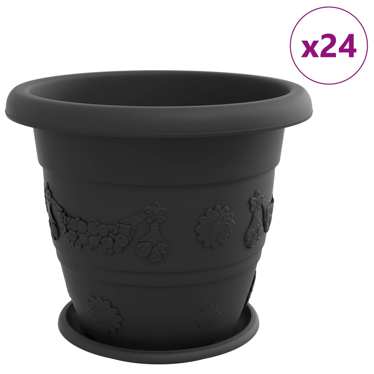 Växtkrukor 24 pcs Svart Ø 39 x 32 cm Plast