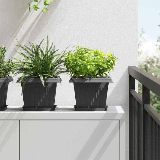 Växtkrukor 6 pcs Svart 23 x 23 x 17,5 cm Plast