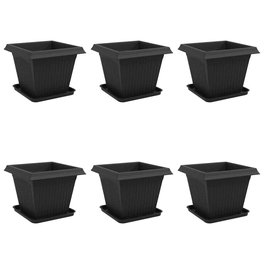 Växtkrukor 6 pcs Svart 38 x 38 x 30 cm Plast