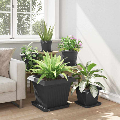 Växtkrukor 6 pcs Svart 43 x 43 x 33,5 cm Plast