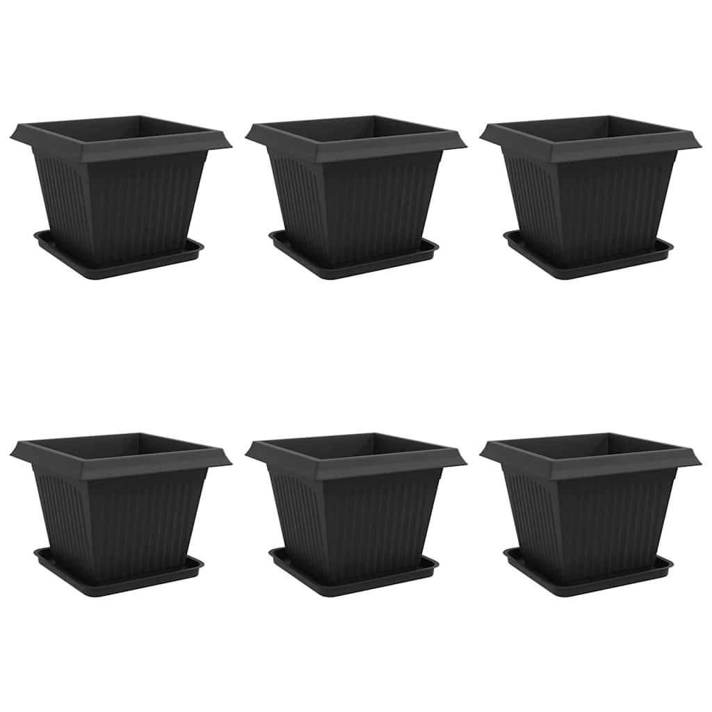 Växtkrukor 6 pcs Svart 43 x 43 x 33,5 cm Plast
