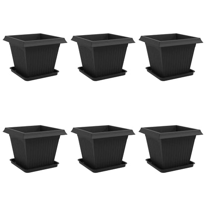 Växtkrukor 6 pcs Svart 43 x 43 x 33,5 cm Plast