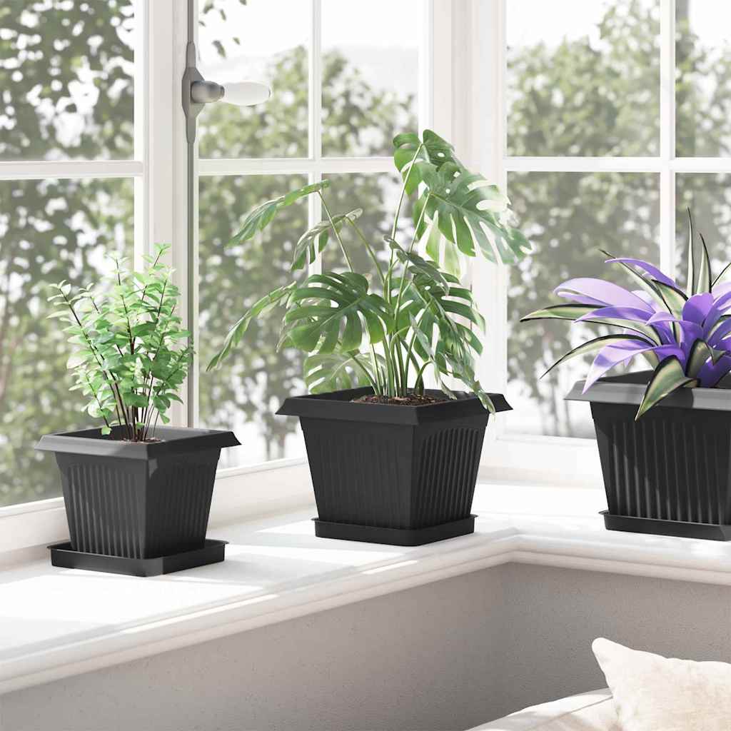 Växtkrukor 24 pcs Svart 20 x 20 x 16 cm Plast