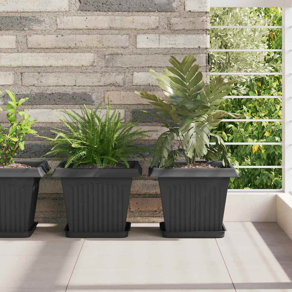 Växtkrukor 24 pcs Svart 28,5 x 28,5 x 22 cm Plast