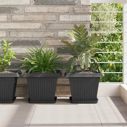 Växtkrukor 24 pcs Svart 28,5 x 28,5 x 22 cm Plast