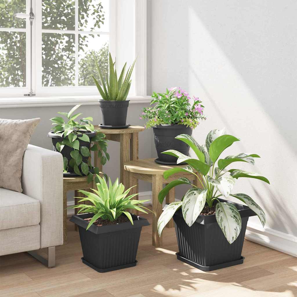 Växtkrukor 24 pcs Svart 28,5 x 28,5 x 22 cm Plast