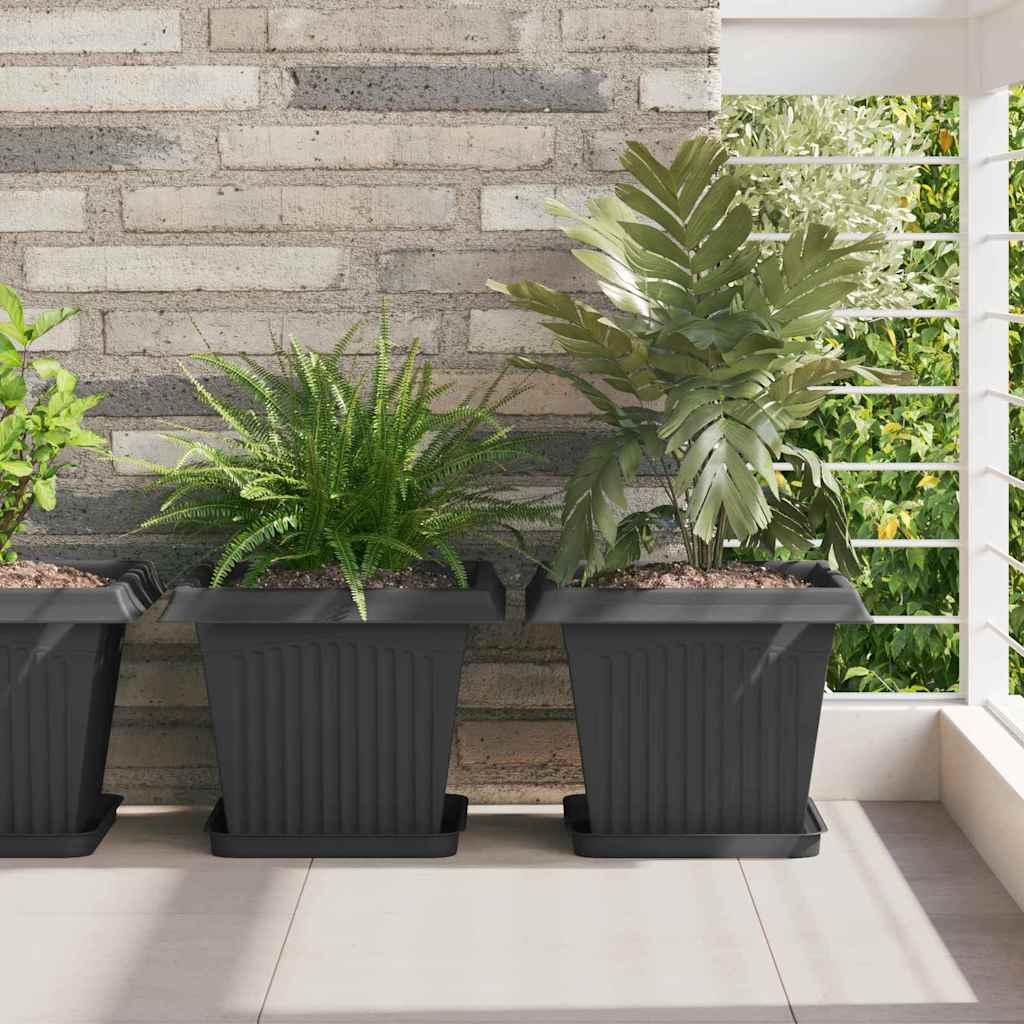 Växtkrukor 24 pcs Svart 33 x 33 x 26 cm Plast