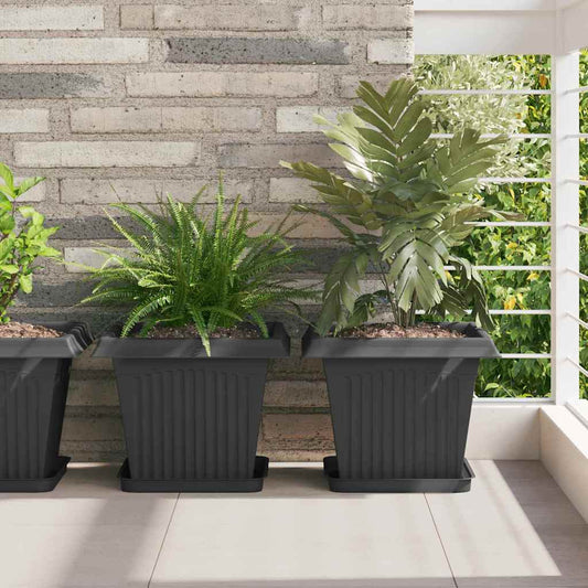 Växtkrukor 24 pcs Svart 33 x 33 x 26 cm Plast