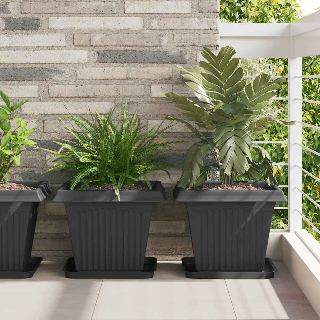 Växtkrukor 24 pcs Svart 38 x 38 x 30 cm Plast