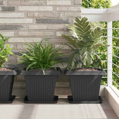 Växtkrukor 24 pcs Svart 38 x 38 x 30 cm Plast