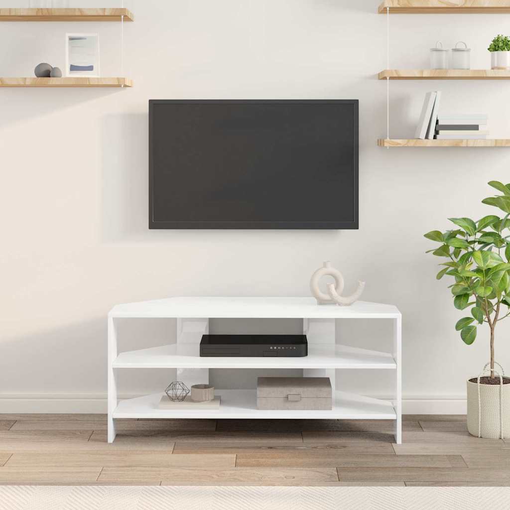 TV-Möbel Högglans Vit HörnTVSkåp 102x40,5x45cm