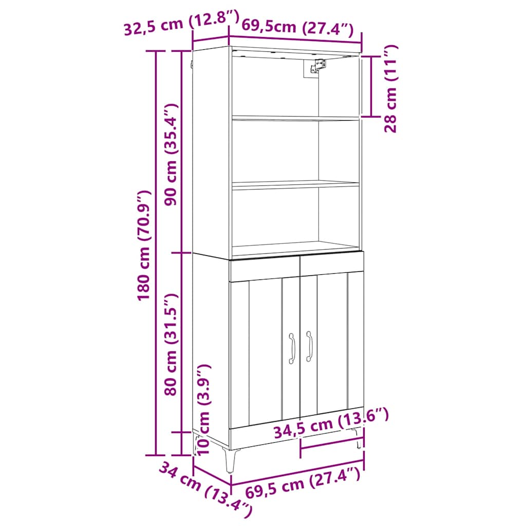 Skåp Artisan Ek 69,5 x 34 x 180 cm Konstruerat trä