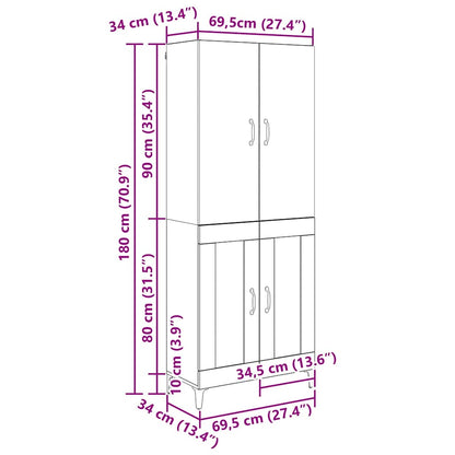 Skåp Svart Ek 69,5 x 34 x 180 cm Konstruerat trä