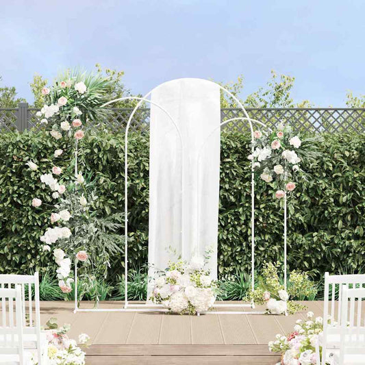 Utomhus Blomställning Växtstöd Bröllopsbåge 3 pcs Vit Stål