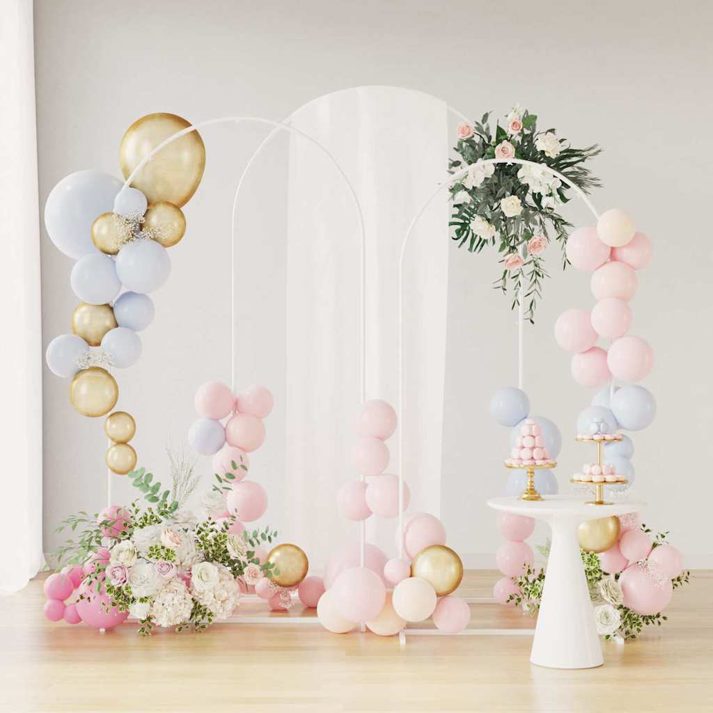 Utomhus Blomställning Växtstöd Bröllopsbåge 3 pcs Vit Stål