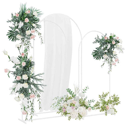 Utomhus Blomställning Växtstöd Bröllopsbåge 3 pcs Vit Stål