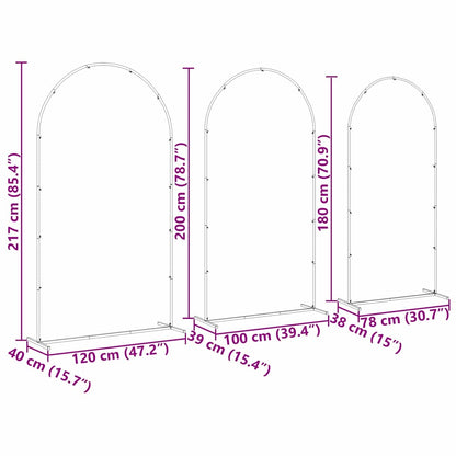 Utomhus Blomställning Växtstöd Bröllopsbåge 3 pcs Vit Stål