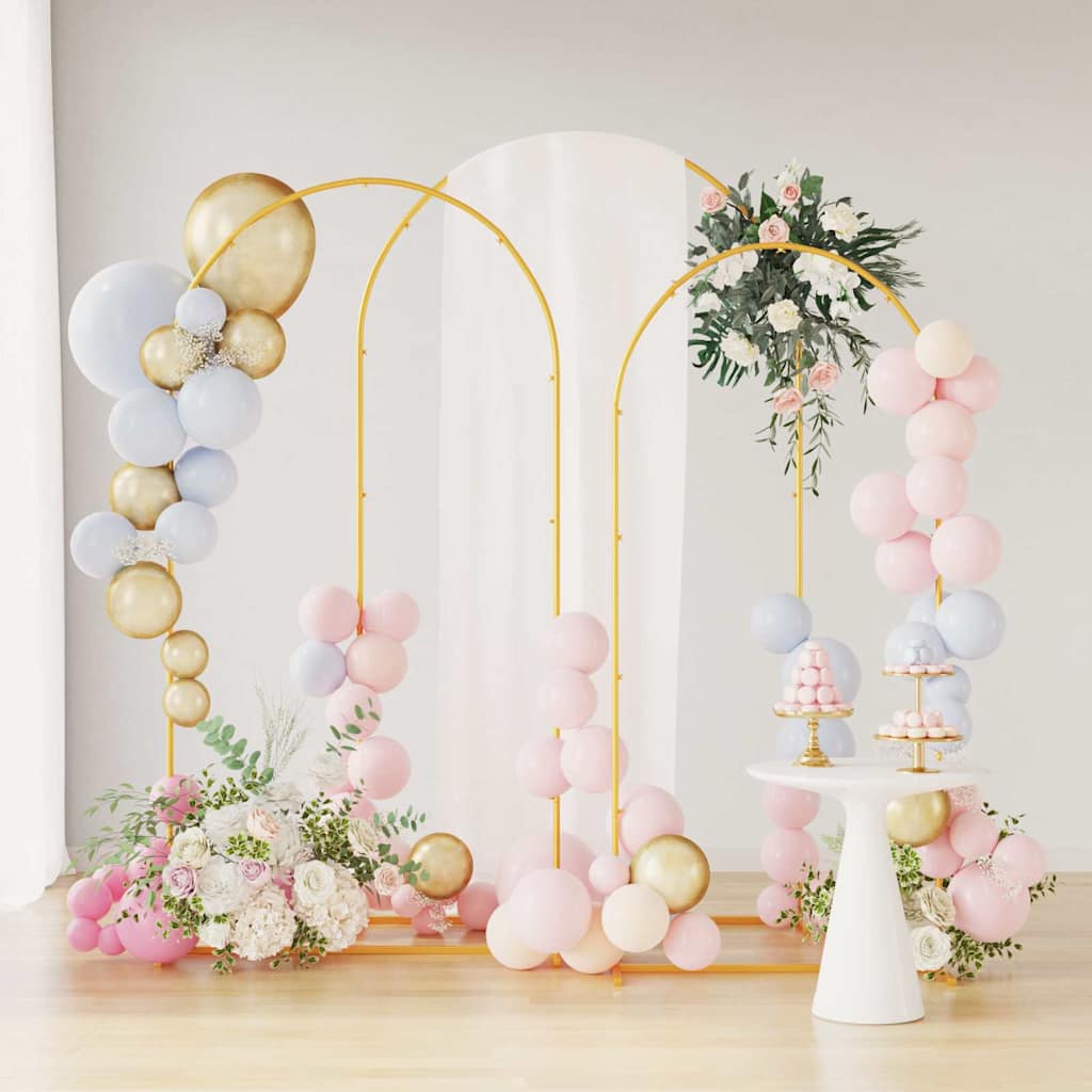 Utomhus Blomställning Växtstöd Bröllopsbåge 3 pcs Guld Stål