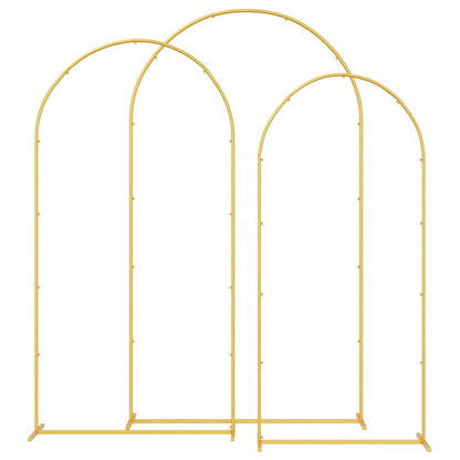 Utomhus Blomställning Växtstöd Bröllopsbåge 3 pcs Guld Stål