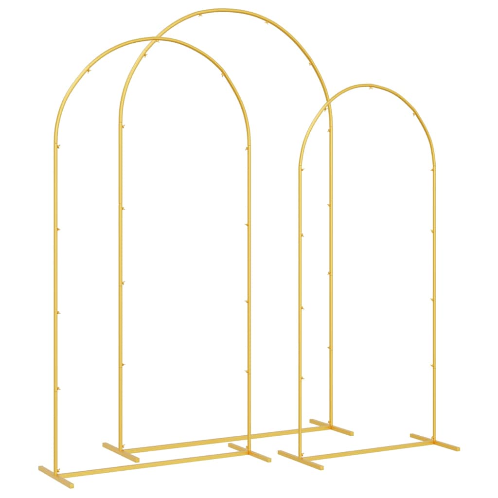 Utomhus Blomställning Växtstöd Bröllopsbåge 3 pcs Guld Stål