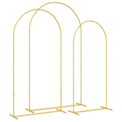 Utomhus Blomställning Växtstöd Bröllopsbåge 3 pcs Guld Stål