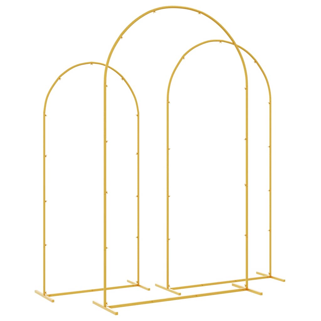 Utomhus Blomställning Växtstöd Bröllopsbåge 3 pcs Guld Stål