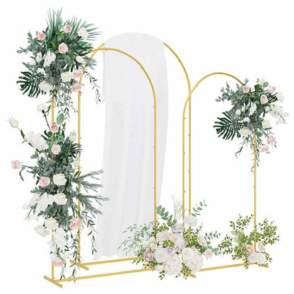Utomhus Blomställning Växtstöd Bröllopsbåge 3 pcs Guld Stål