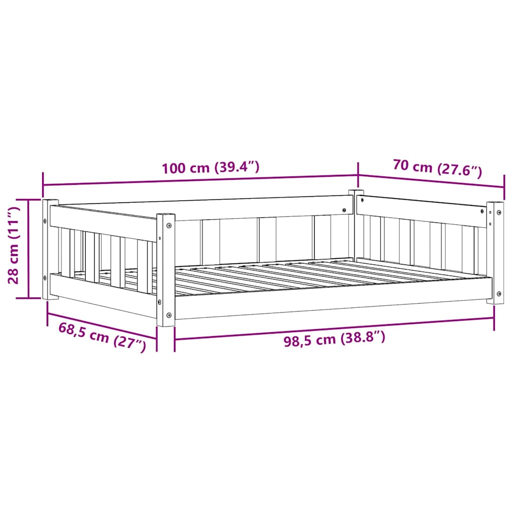 Hundsäng med lagring Vaxbrun 55 x 45 x 28 cm Massiv furu