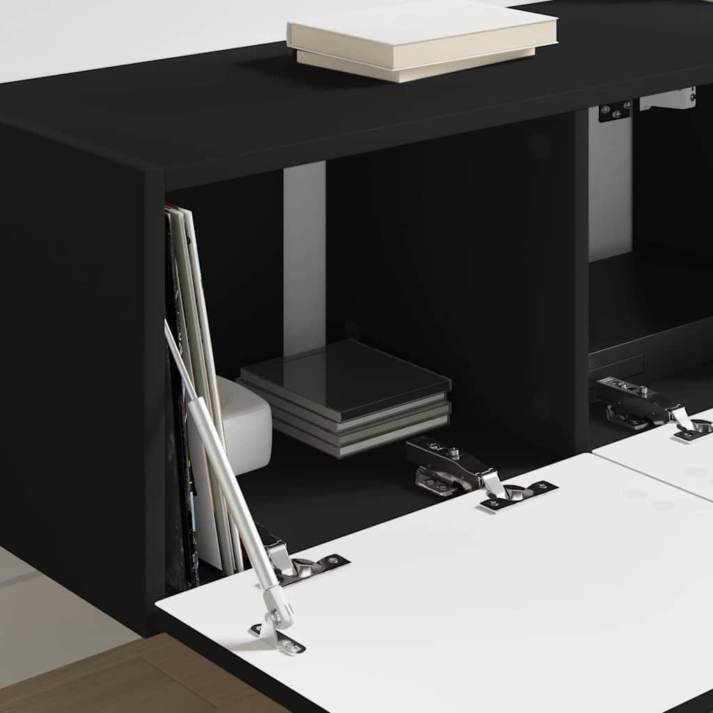 TV Vägghylla 2 pcs Svart 78,5 x 31 x 29,5 cm Konstruerat trä
