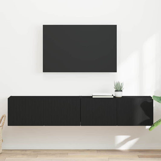 TV Vägghylla 2 pcs Svart 78,5 x 31 x 29,5 cm Konstruerat trä