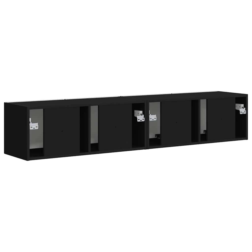TV Vägghylla 2 pcs Svart 78,5 x 31 x 29,5 cm Konstruerat trä