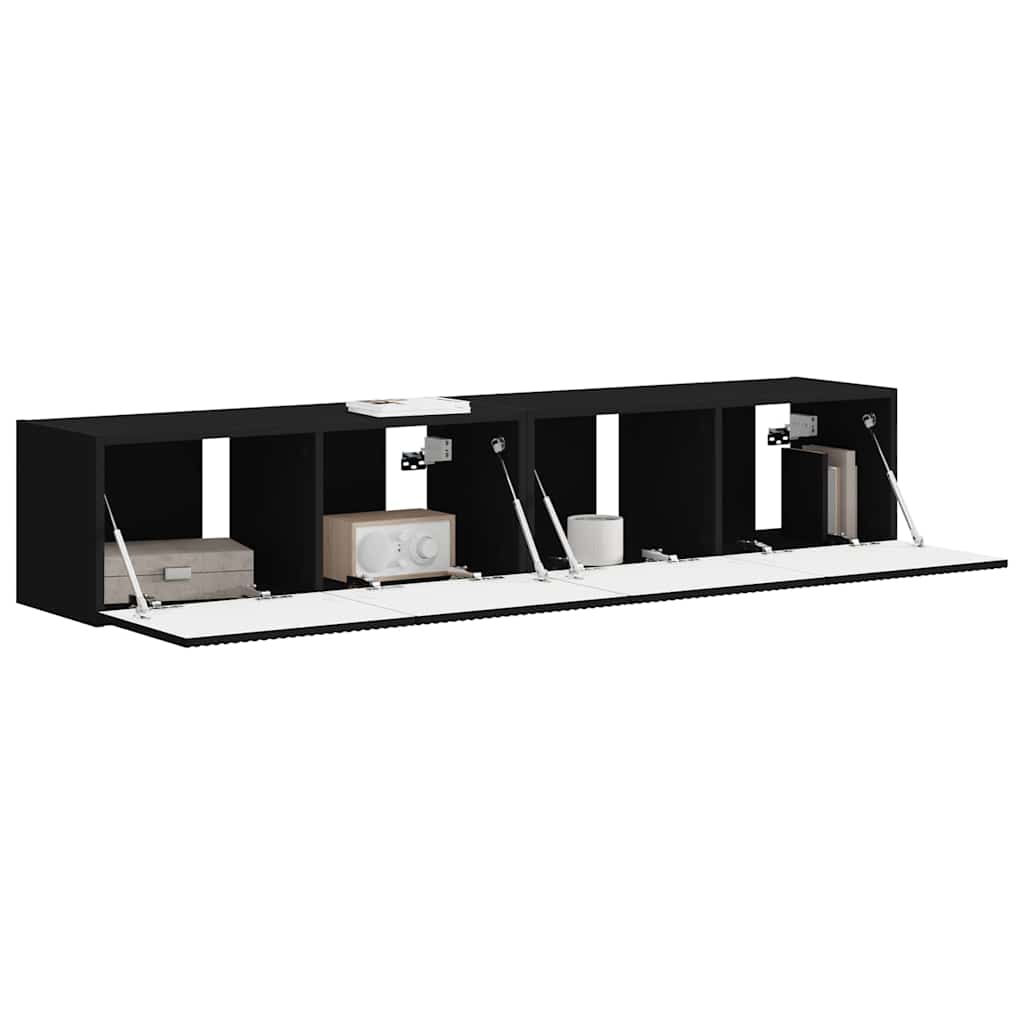 TV Vägghylla 2 pcs Svart 78,5 x 31 x 29,5 cm Konstruerat trä
