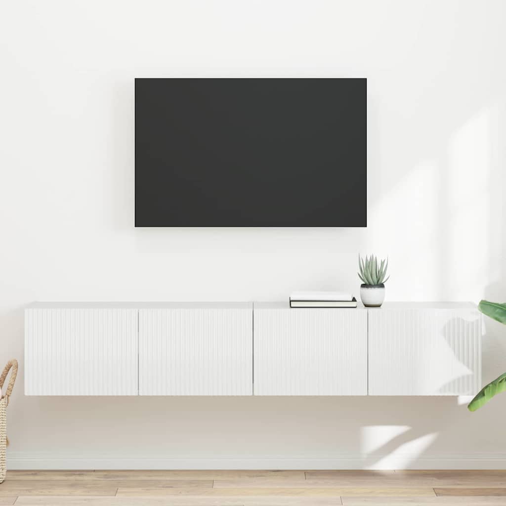 TV Vägghylla Väggmonterad 2 pcs Glansig Vit 78,5 x 31 x 29,5 cm