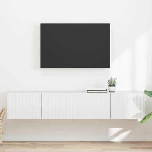 TV Vägghylla Väggmonterad 2 pcs Glansig Vit 78,5 x 31 x 29,5 cm