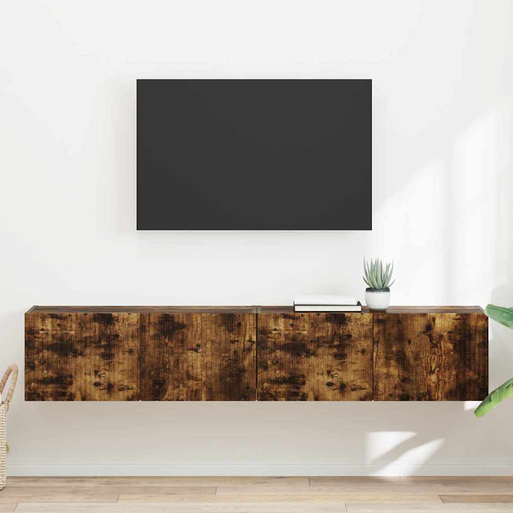 TV Vägghylla 2 pcs Rökt ek 78,5 x 31 x 29,5 cm Konstruerat trä