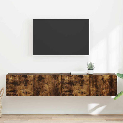 TV Vägghylla 2 pcs Rökt ek 78,5 x 31 x 29,5 cm Konstruerat trä