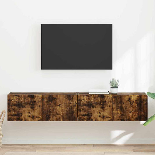 TV Vägghylla 2 pcs Rökt ek 78,5 x 31 x 29,5 cm Konstruerat trä