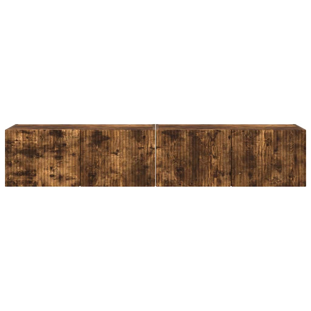 TV Vägghylla 2 pcs Rökt ek 78,5 x 31 x 29,5 cm Konstruerat trä