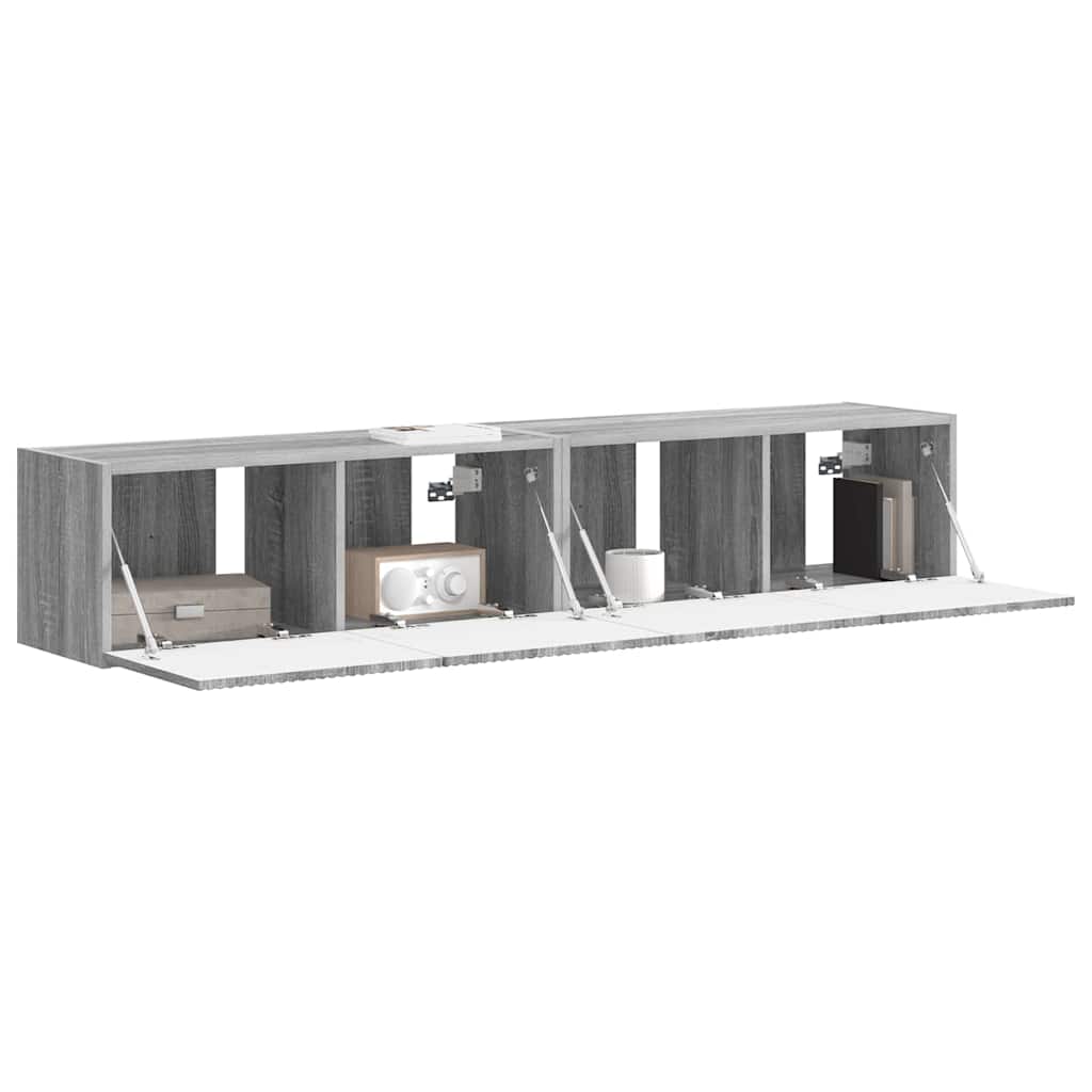 TV Vägghylla Väggmonterad 2 pcs Grå Sonoma 78,5 x 31 x 29,5 cm