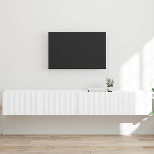 TV Vägghylla 2 pcs Vit 98 x 31 x 29,5 cm Konstruerat trä